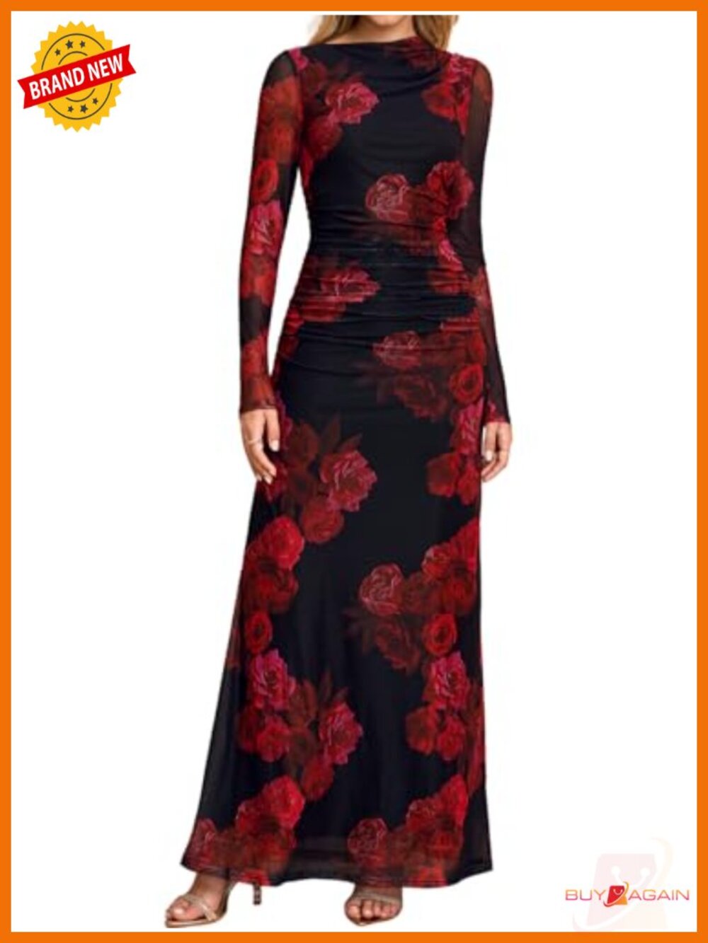 Long Sleeve Floral Maxi Dress Wedding Guest Bodycon A-Line Formal